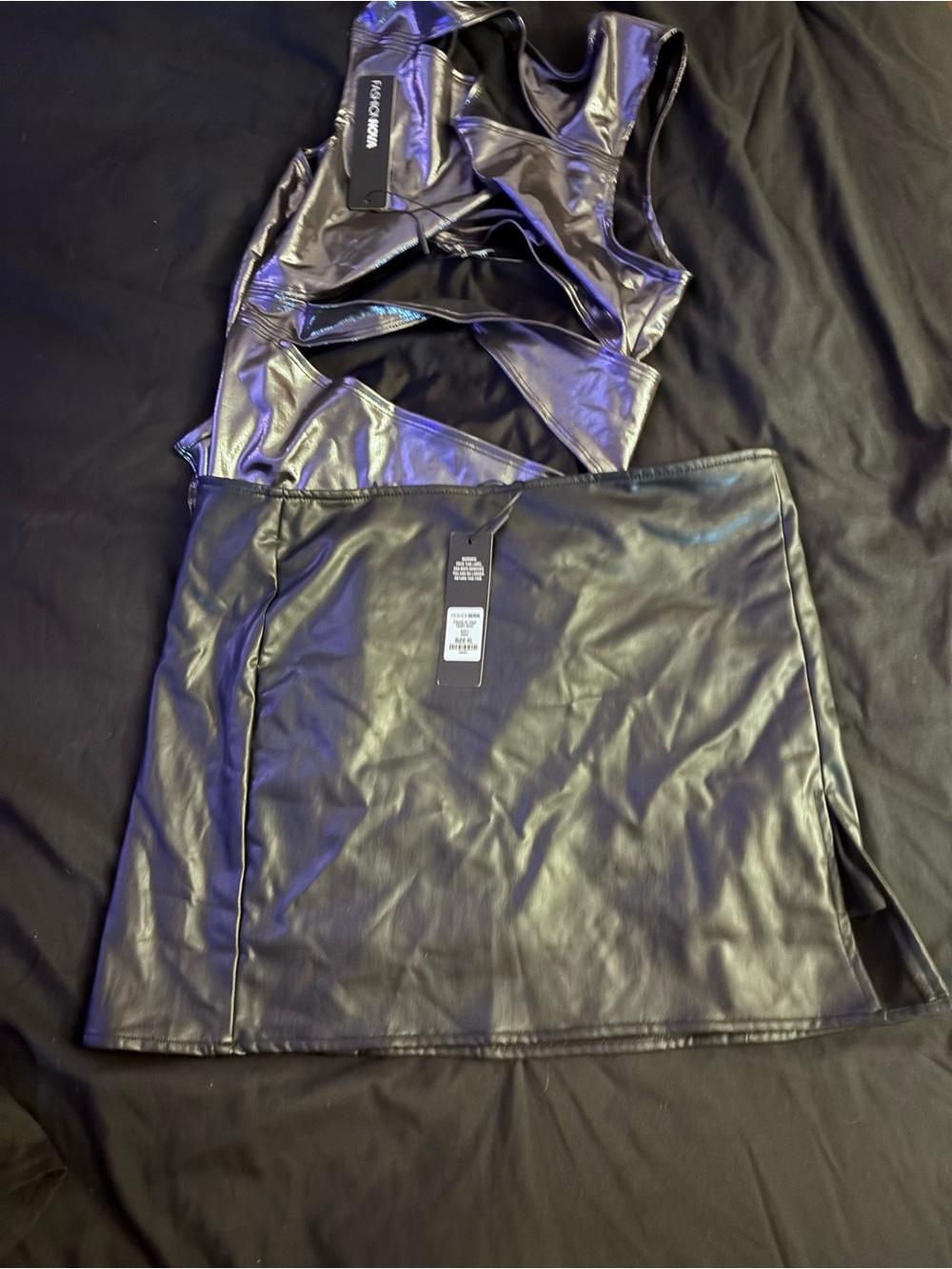 Fashion Nova Black Faux Leather Mini Skirt
